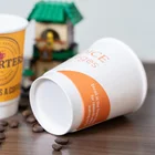 Disposable custom logo double wall take away coffee paper cup with lid