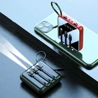 C Built-in Cables 10000mah Power Bank Fast Charge Portable Universal Powerbank LED Light Type C Android Lightning
