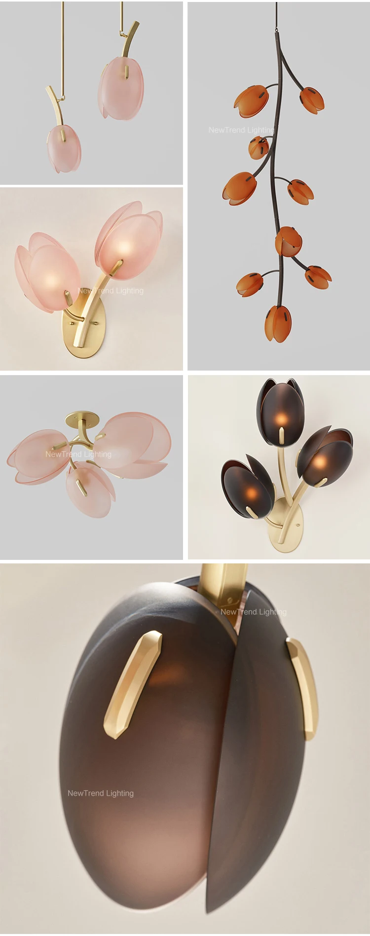 cpl 255 minimalist style indoor decoration pendant light villa home living room dining glass flower branch led chandelier -3