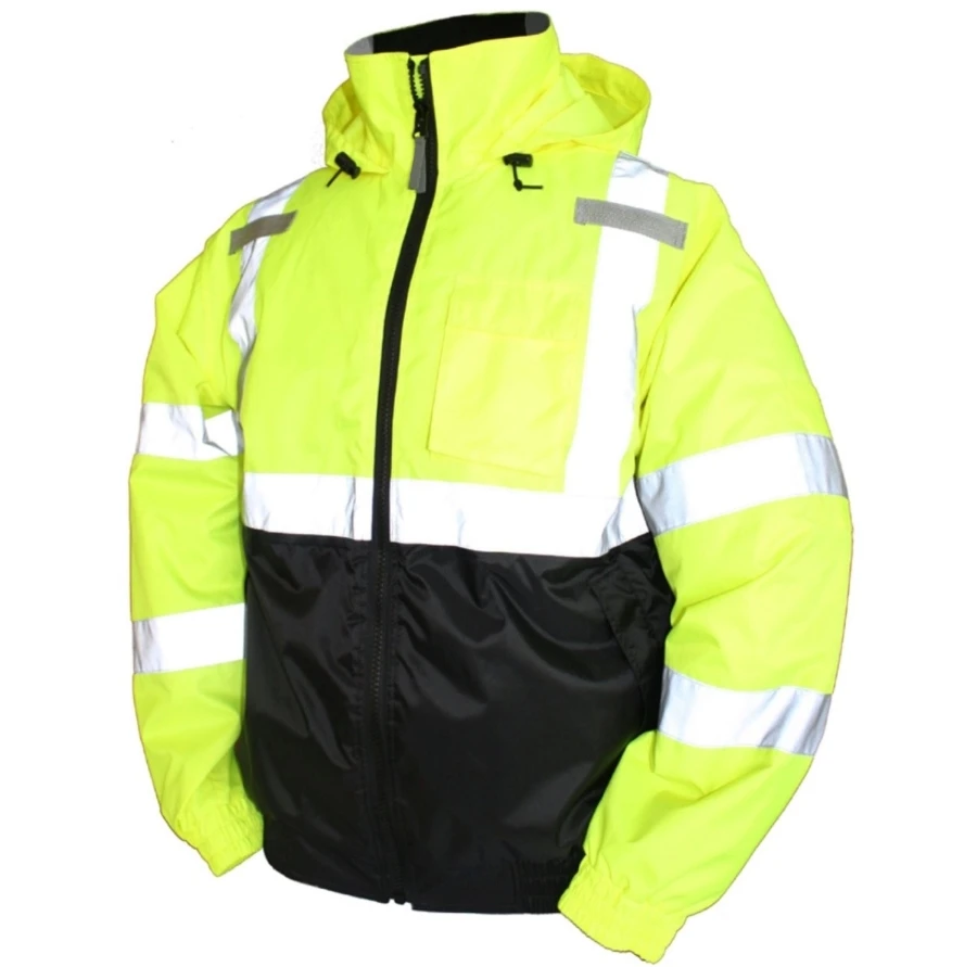 Men Safety Jacket Hi Vis ANSI Class 3 Bomber Reflective Work ...