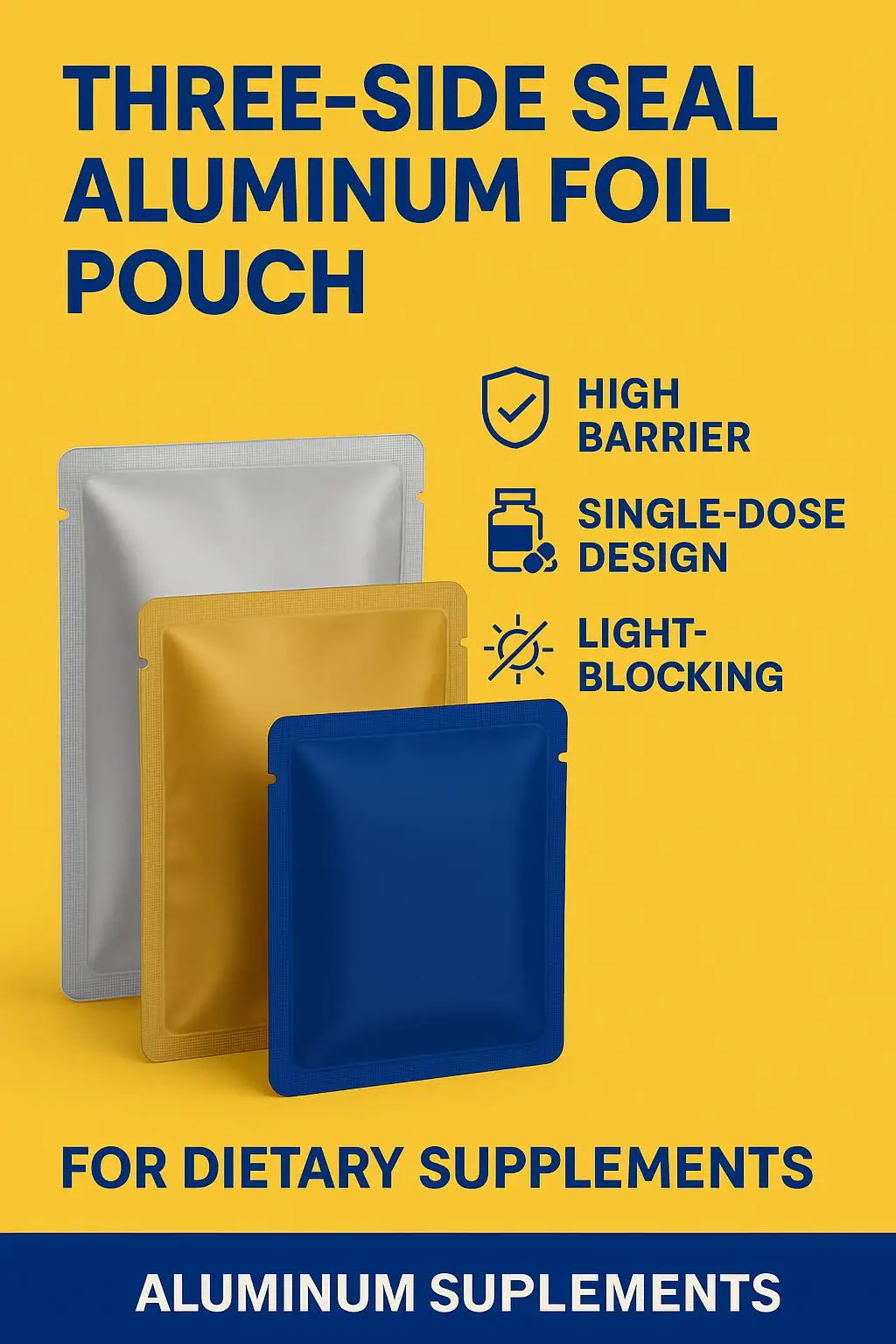 Food Grade Three-Side Seal Aluminum Foil Pouch for Collagen Powder and Vitamin Supplement Packaging - detail 3
