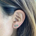 Stud Fashion Jewelry 18k Gold Plated 925 Sterling Silver Cz Emerald Square Stud Earrings