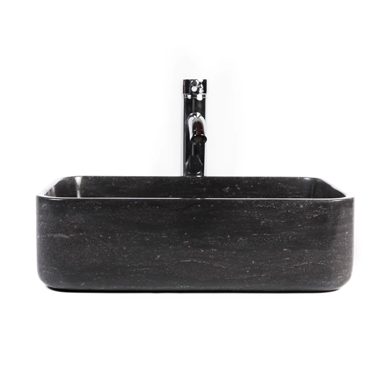 Luxury Blue Stone Sink Top Mounted Rectangular Natural Stone Polish Sink