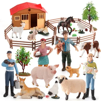 Simulation farm ranch cabin house animal and plant enclosure DIY assembly sand table scene model toy