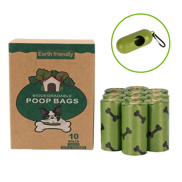 free sample factory price bone printed green compost pet waste bag custom biodegradable dog poop bags  amazon