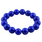 Gemstone Bead High Quility 100% Natural Gemstone Smooth Lapis Round Bead Bracelet 7.5Inches