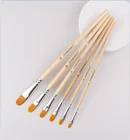 Xinbowen Paintbrush 6 Pcs Nylon Hair Acrylic Oil Painting Wooden Handle Artist Paint Brush Set
