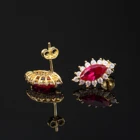 Red Earrings Earrings Manufacturers Fashion Style Ruby Color CZ Women Red Crystal Earrings Hot Sale