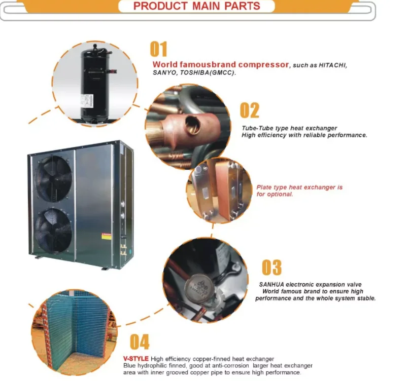 Factory Supply High Quality New Arrival 2-in-1 Stainless Steel Housing Solar Air Source Heat Hotel Household Water Heater R32