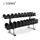 China Gym Equipment Gym Equipment Dumbbell TOPKO China Factory Cheap Gym Equipment Rubber Dumbbell Set With Rack