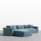 Fabric Sofa Set Fabric YASITE Classic Modern L Shape Fabric Blue Velvet Modular Sectional Sofa Set Furniture For Home
