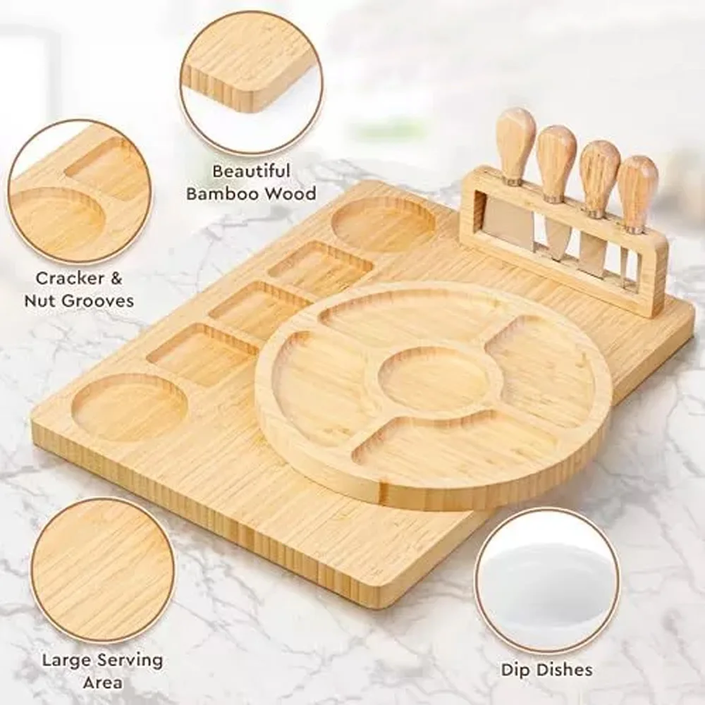 product premium kitchen comfort edition gift set bamboo cheese board and chopping blocks for party-8
