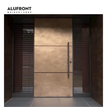 ALUFRONT High Quality Customized Entrance Door Aluminum Intelligent Metal Main Entry Door for House Project