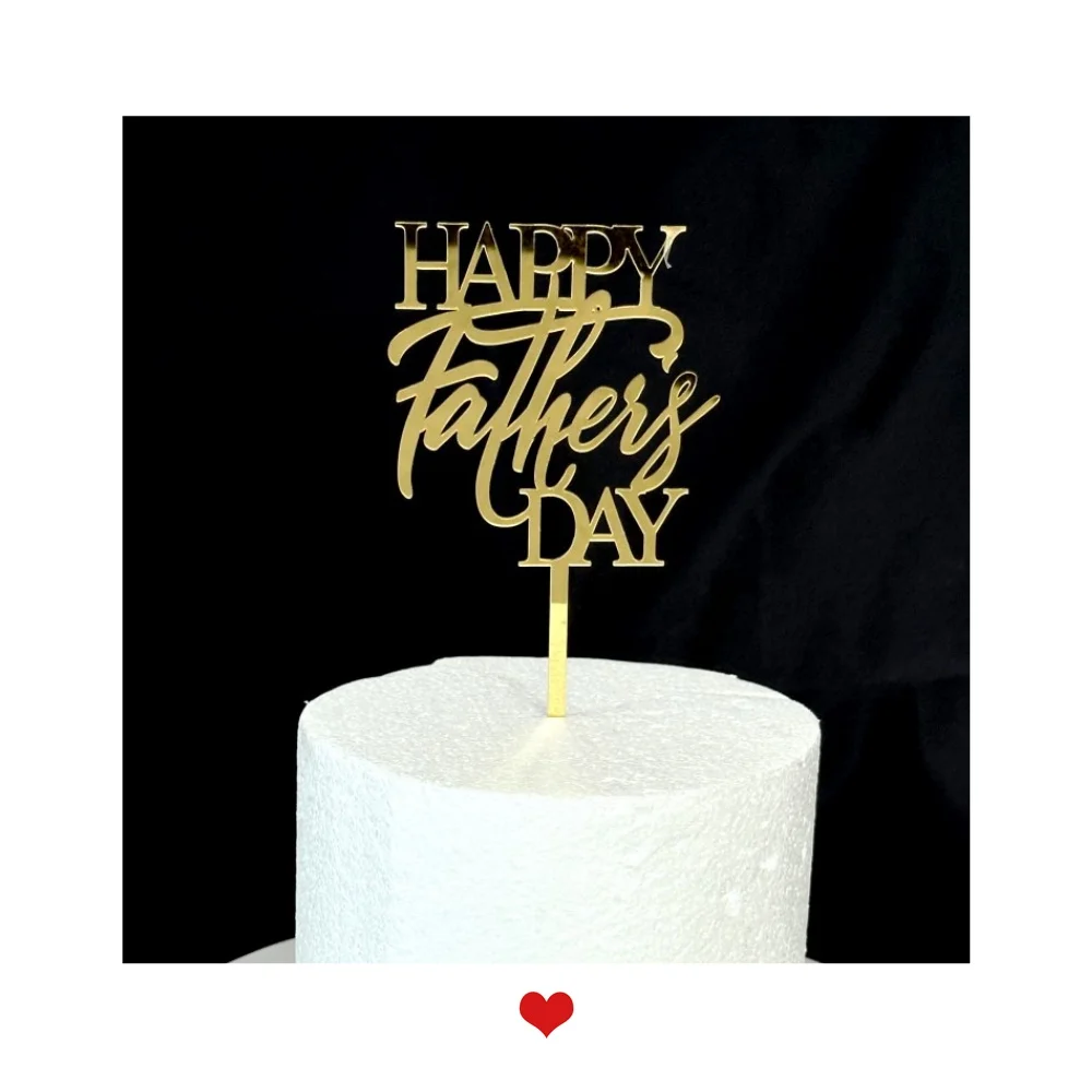 Hot selling happy father's day gold acrylic cupcake topper cake decorating cake accessories dad cake toppers