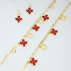 Earring New Design 4 Leaf Clover Necklace Zircon Jewelry Sets 4 Leaf Clover Earring For Women