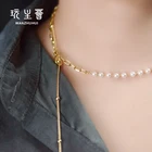 Pearl Necklace Necklaces New Design 1 Piece Yellow Pearl Gold Plated Necklace