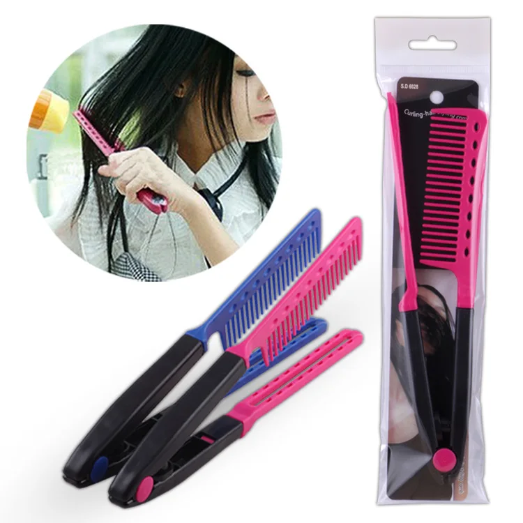 V Type Washable Straightener Curly Hair Styling Clip Tool Barber Comb For  Hair Folding Comb Hair Straightener - Buy Hairdressing Salon Straightening  Brush,Plastic Hair Comb For Hairdressing,Plastic V Shaped Hair Care Comb