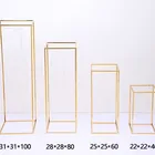 Fullvaseer Rectangle Gold Metal Wedding Flower Vase Flower Stand For Table Centerpiece