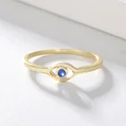 Sterling Blue Custom 925 Sterling Silver Gold Plated Blue Zirconia Evil Eye Shape Ring For Women