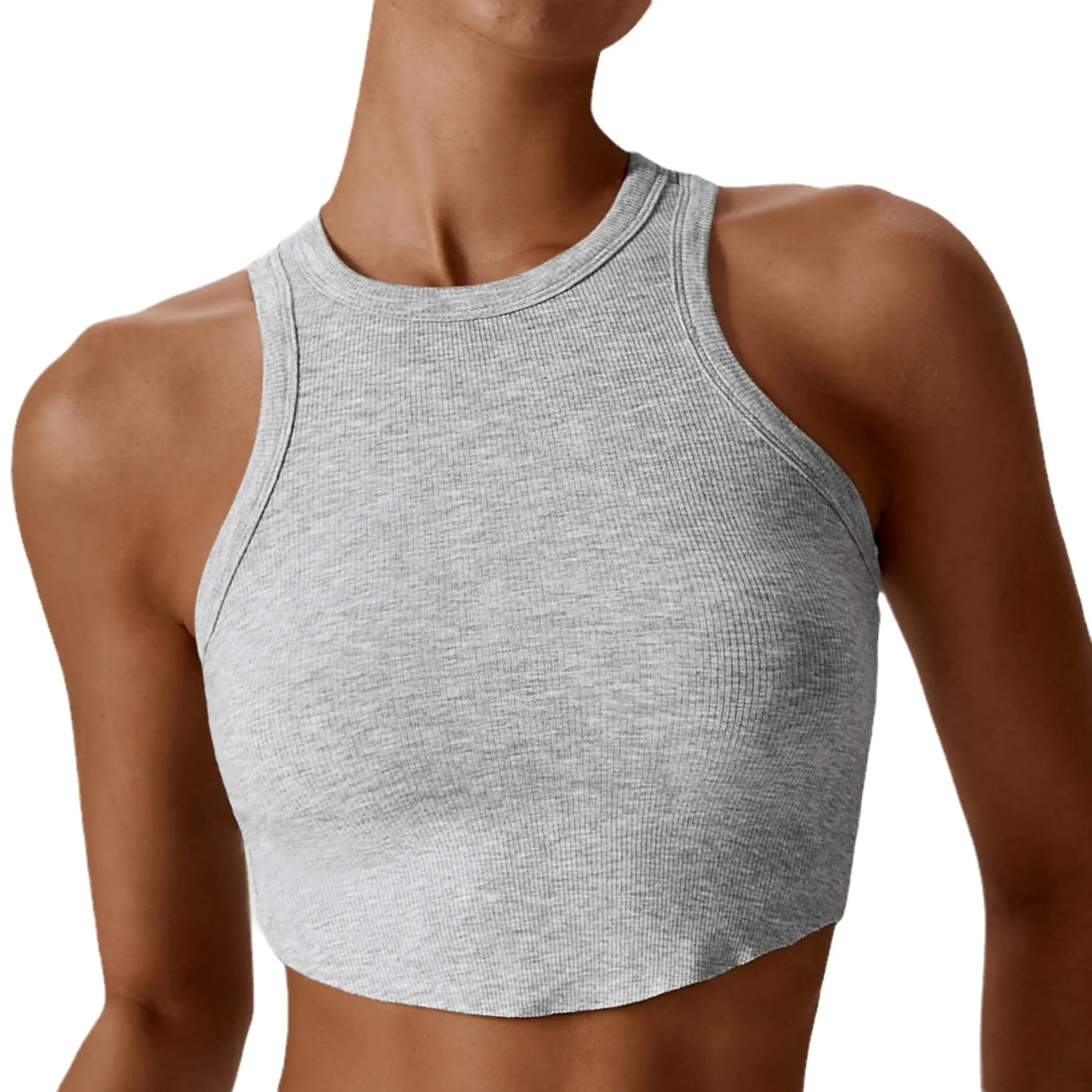 High Quality Custom Blank Ribbed Hollow Yoga Bra Outdoor Fitness Vest Running Sports Crop Tank Tops Gym Yoga Vest