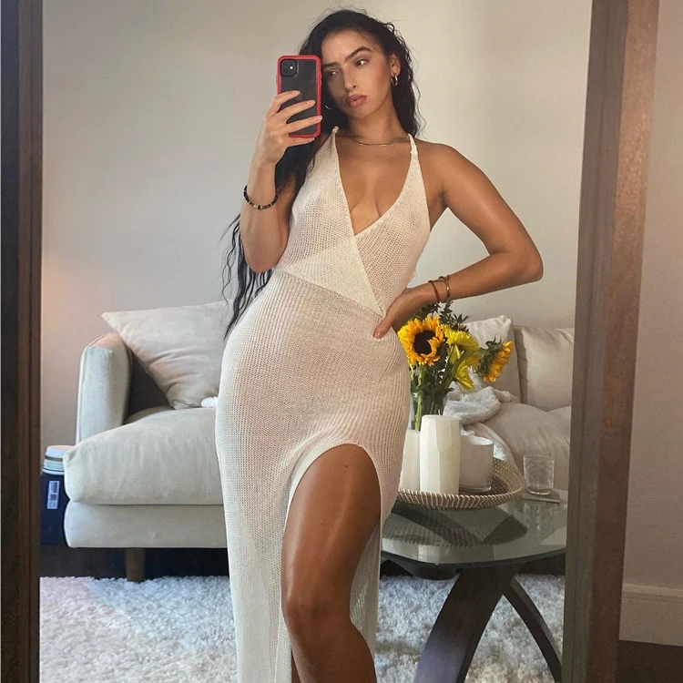 white backless beach dress