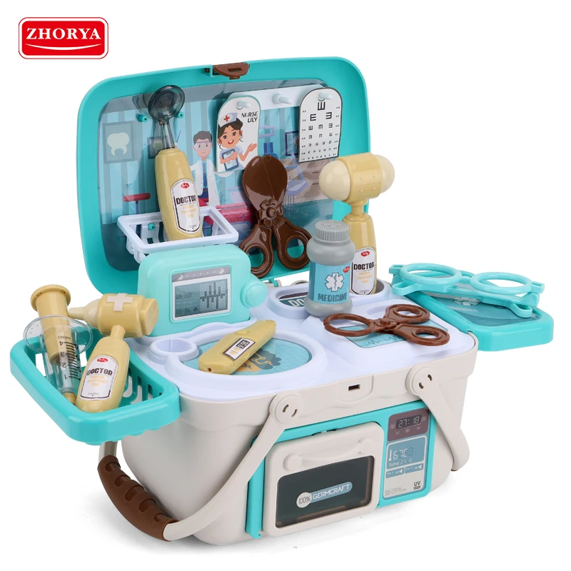 Zhorya portable educational hospital kid dentist medic kit baby doctor toy pretend play set for kid