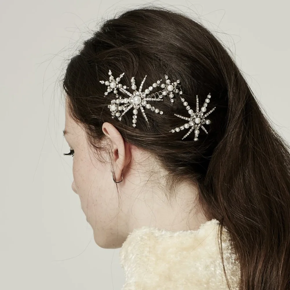 Fashion Rhinestones Hair Clip Hair Accessories Ribbon Bow Crystal Hair Clips for Women