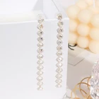 Long Wedding Earrings Earrings 2021 New White Rhinestone Long Shiny Square Ladies Wedding Party Earrings