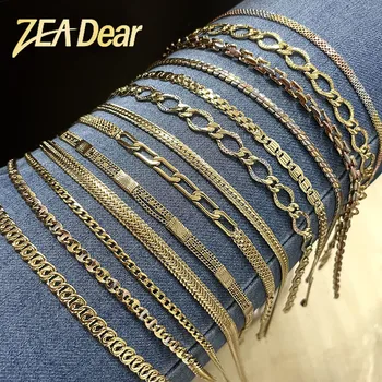 Zeadear Fashion Jewelry 18k Gold Plated Copper Brass Chains Necklace chains for women