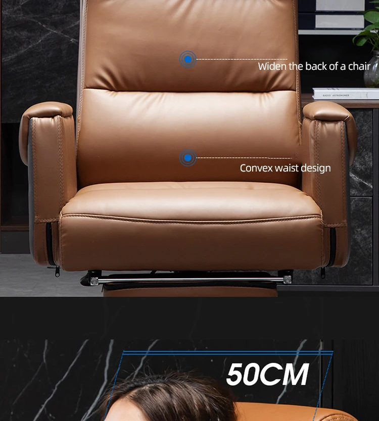 HRZ- Big and Tall Executive Office Chair with Wood Accents Adjustable High Back Ergonomic Lumbar Support, Bonded Leather