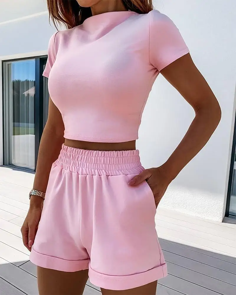 2 piece pink short set