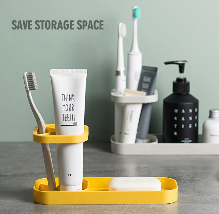 ABS Toothbrush Holder Toothpaste Storage Rack Bathroom Storage Organizer
