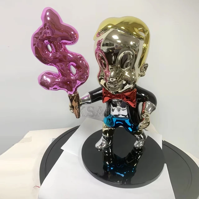 Alec Monopoly art for sale Series of statues Cartoon Monopoly Boy with Money Cotton Candy Candy Chrome Color Contemporary Art