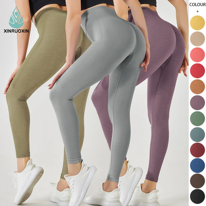 Feels Like Skin Gym Fitness High Waist Trainer Yoga Pants Butt Lifting Sport Seamless Custom Logo Women Quantity  OEM Style