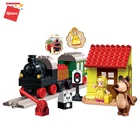 Train Model Toy Qman Train Station Model Brick Masha And The Bear Series Set Toy For Kids