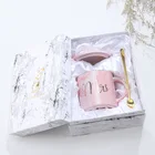 Gift Items Promotional Gift Items Women Souvenir Gift Diamond Ceramic Mug Marbled Spoon Water Cup Gift Set With Lid