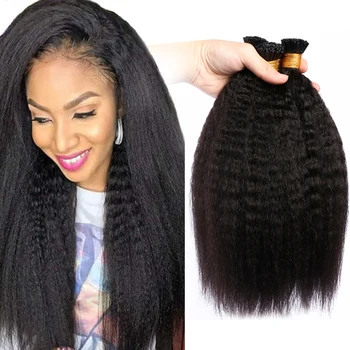 Wholesale Brazilian Curly i Tip Human Hair Extensions Afro Kinky Straight itip Raw Virgin Hair