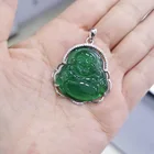 Jade Pendant 2021Hip Hop 18k Gold Plated 100% 925 Silver Laughing Agate Jade Buddha Pendant With Necklace