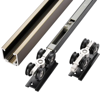 Silent bidirectional damping buffer pulley, solid wood sliding door suspension wheel, sliding door track suspension wheel