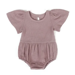 High quality summer cotton baby clothes muslin newborn rompers hollow kids jumpsuits