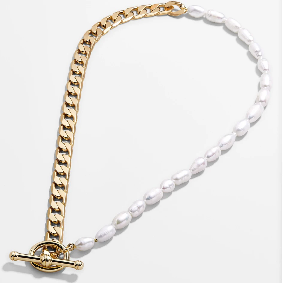 Gold Plated Pearl Choker Necklace,Cuban 