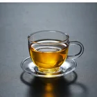 Environmentally Friendly High Borosilicate Glass Teacup With Saucer