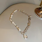 Pearl Necklace Chain Necklace Women Freshwater Pearl Splicing Crystal Chains Women Necklace Jewelry