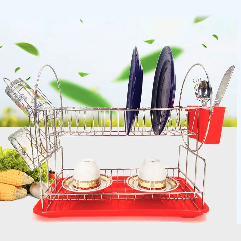 Dish Drying Rack Dish Rack with Tray Compact Dish Drainer for Kitchen Counter Cabinet Black