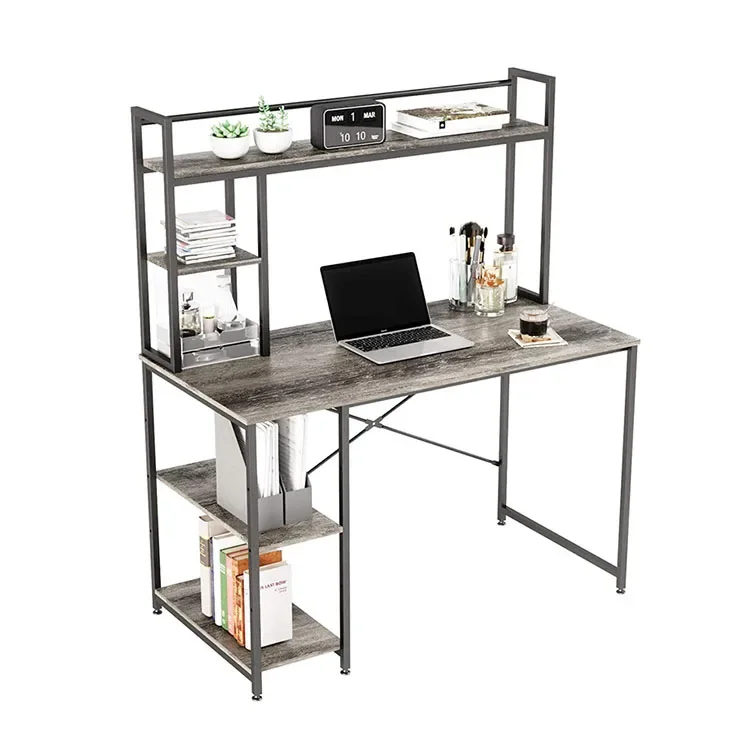 Modern Bedroom Office Metal Steel Frame Computer Desk With Shelf