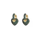 Heart Hoop JYJ Trendy Colorful CZ Pave Heart Shape Pendant Small Hoop Earrings