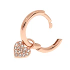 Silver Earrings Gemnel New Arrivals 925 Sterling Silver Diamond Single Heart Hoop Silver Huggie Earrings