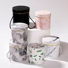 Rose Brand New Custom Your Own Logo Rose Marbling Luxury Round Flower Box