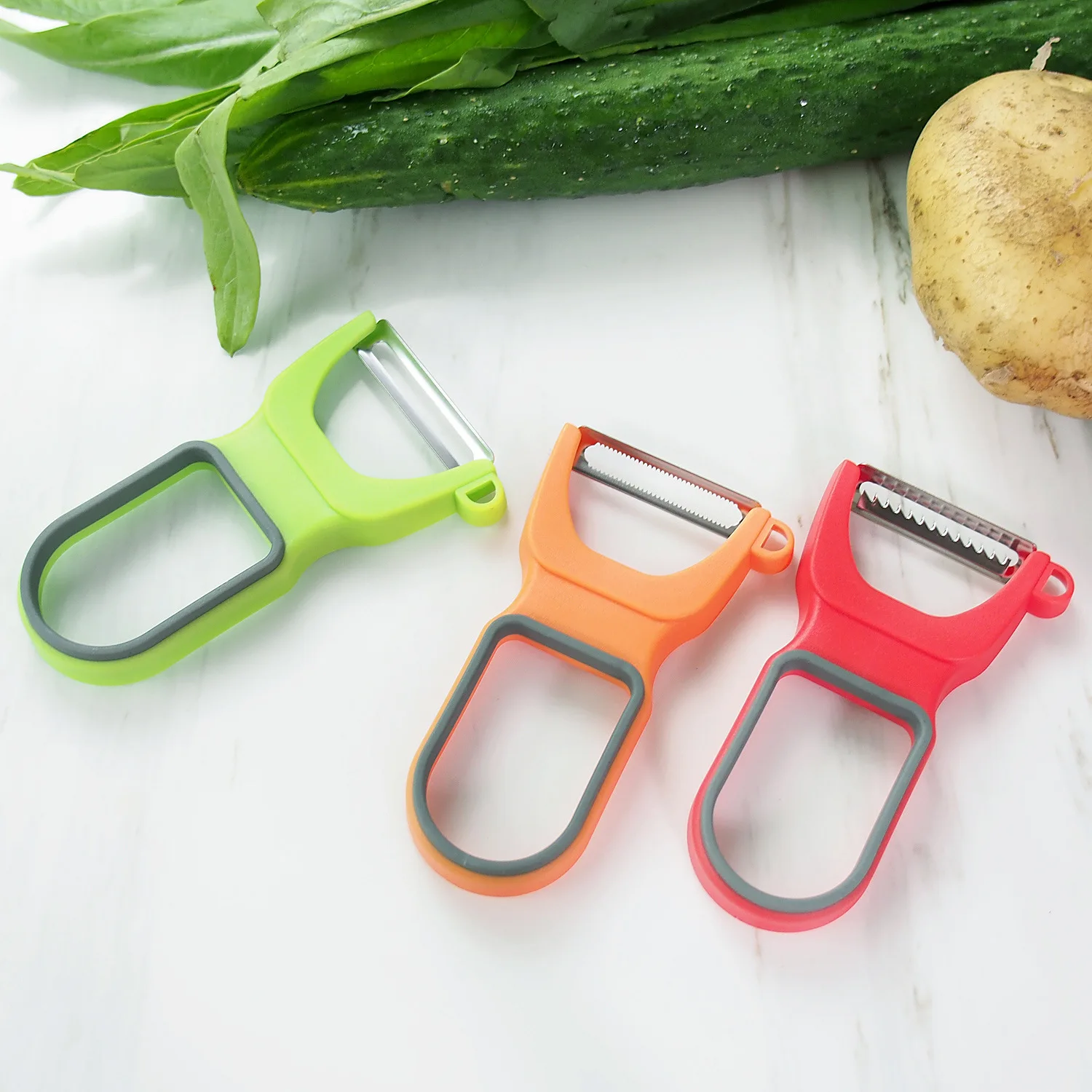 Multi-function Kitchen Accessories Knife Set Gadgets Potato Carrot Grater Planing Fruit Vegetable Peeler Cutter 3 PCS SET