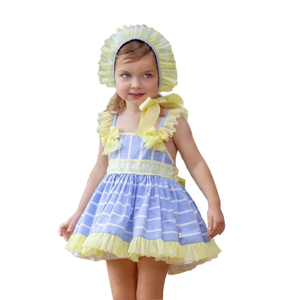 Summer kids dresses printing stripes girls dress with detachable hood